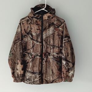 10X Break-up Infinity Camo Hunting Jacket Hood Zip-Front Lined Large 14/16